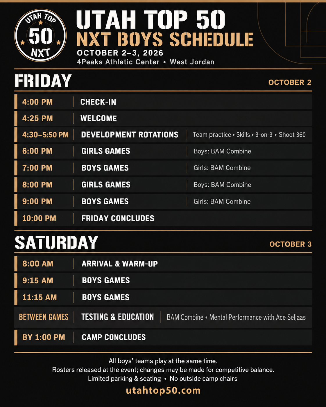 Utah Top 50 NXT boys schedule graphic